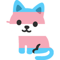 A picture of trans kitty, a simple illustration of a cat in blue, pink, and white to reflect the trans pride flag.