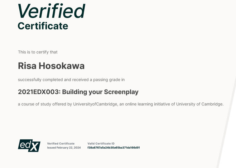 University of Cambridge MicroMasters in Writing for Performance and the Entertainment Industries | Completed 30 credit hours toward Master of Studies (MSt) in Writing for Performance (ECD 2025)